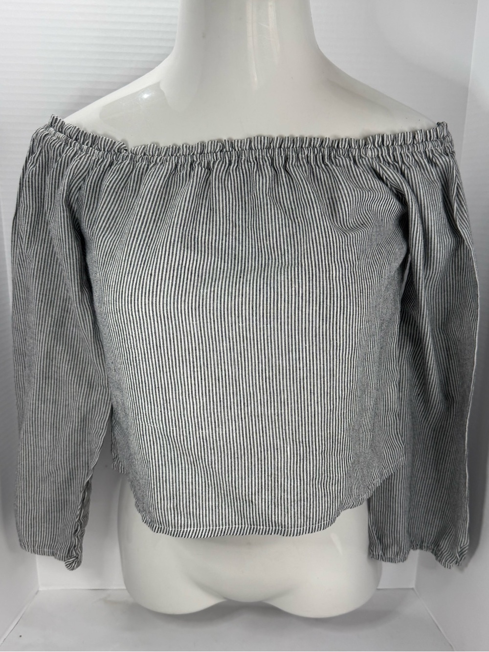 Brandy Melville Black & White Striped Off-Shoulder Top